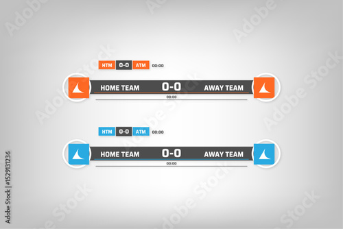 orange blue cyan colors of banners for keeping score in online broadcasts of matches