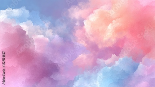 Abstract pastel colored clouds background with pink purple blue and orange hues.
