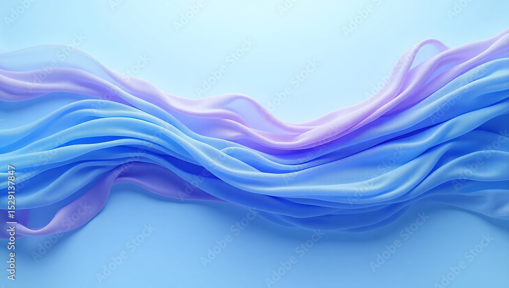 Obraz premium A flowing blue and lavender cloth is shown. The image is being uploaded as stock photography.