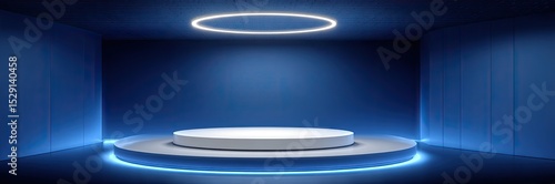 Empty Modern Stage With Glowing Lights