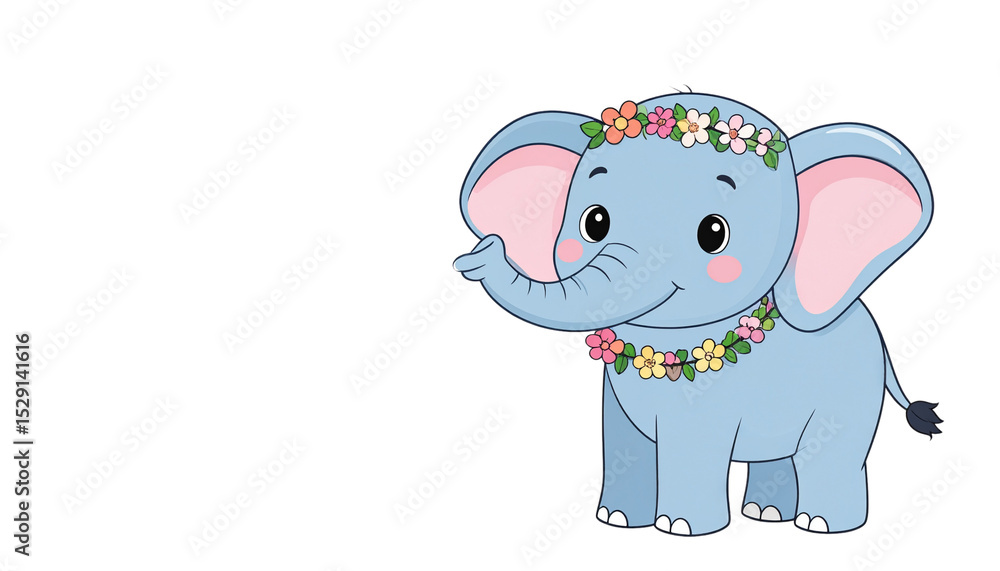 Graceful elephant, large wild animal, isolated on white background Graceful elephant, large wild animal, isolated on white background