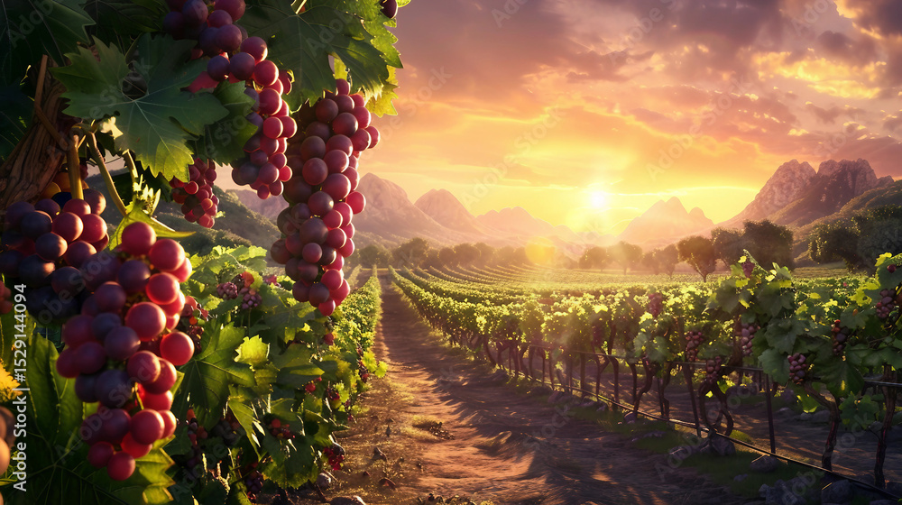 Naklejka premium From Vine to Wine: A Look Inside a Grape Vineyard