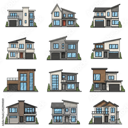 set of houses icons