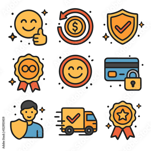 Guaranted icon set  design illutration