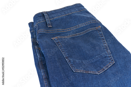 Blue jeans pants isolated on white background. 