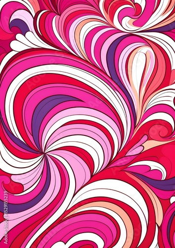 Dynamic abstract swirl retro background in vibrant pink, purple, and red hues
