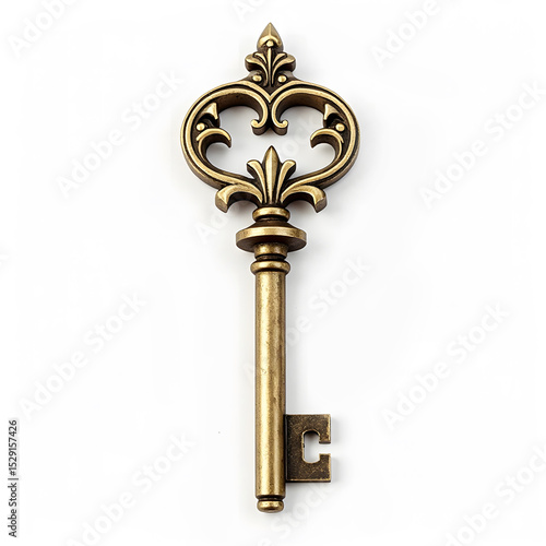 Antique ornate decorative silver key