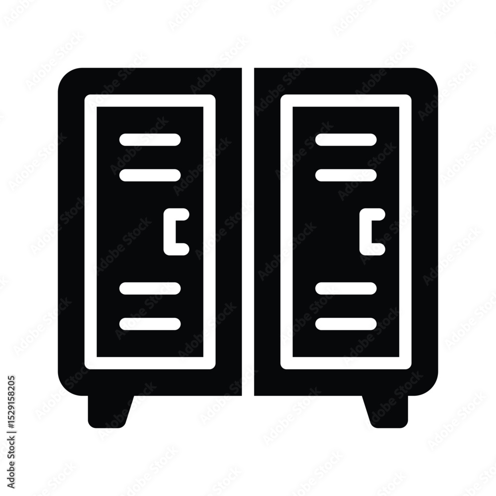 A glyph style icon depicting a safety locker A glyph style icon depicting a safety locker