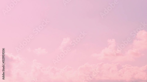 Beautiful Sunset Dreamy Pink Rose Sky Sun Puffy Pink Clouds in Sunlight Time Lapse. Air Plane Window Aerial View Atmosphere, Drone Shooting, Background. Pink Cloud, Colorful Fantasy Sky Beauty, Relax.
