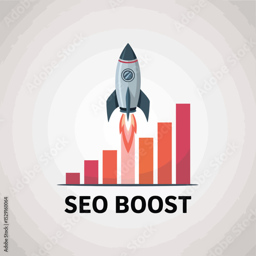 Seo boost rocket launch graphic for website and marketing