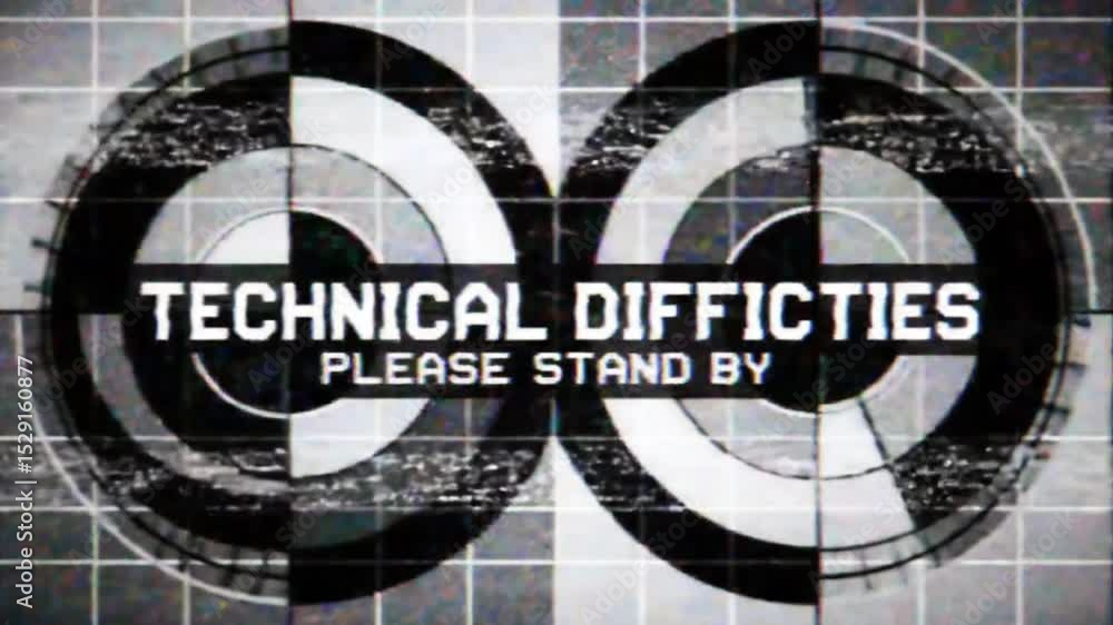 Technical difficulties TV screen showing please stand by. Suitable for presentations on IT issues, downtime, broadcasting problems, and technical difficulties.