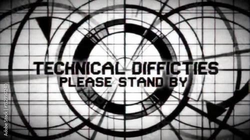 Technical difficulties TV screen showing please stand by. Suitable for presentations on IT issues, downtime, broadcasting problems, and technical difficulties.