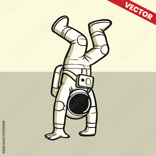 Astronaut hand stand pose vector style