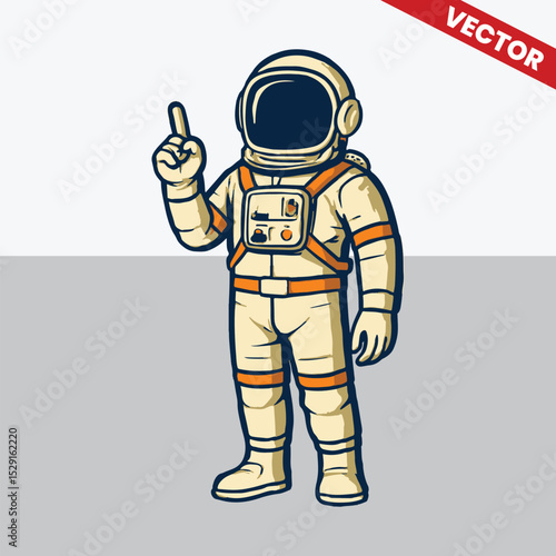 Astronaut pose with hand pointing vector style