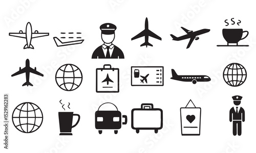 airport icon set vector 