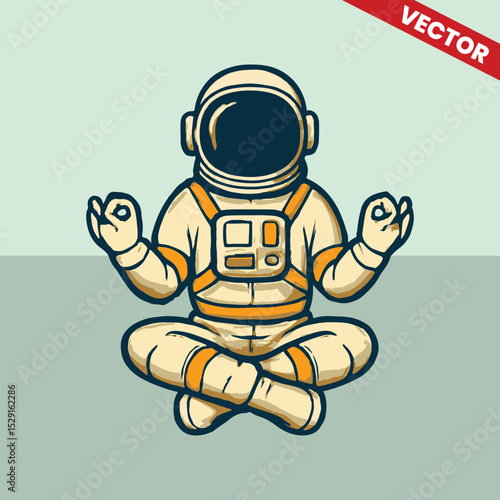 Astronaut yoga pose vector style