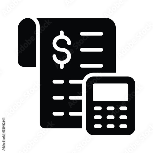 A filled style icon showing bookkeeping document
