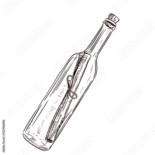 message bottle handdrawn illustration⁠
