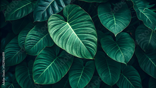 Wallpaper Mural Dark green leaf texture, Natural green leaves using as nature background wallpaper or tropical leaf cover page Torontodigital.ca