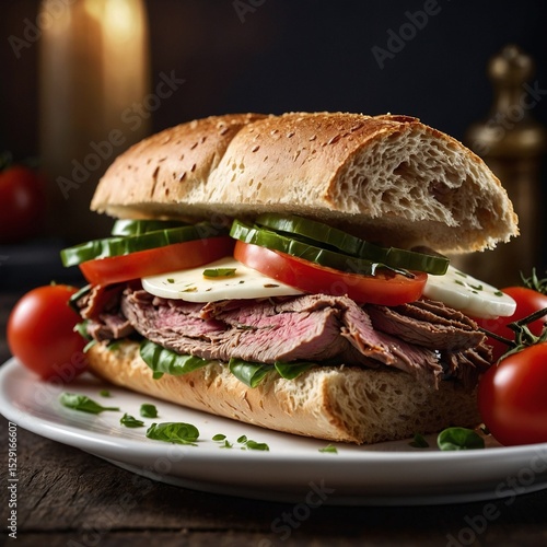 hamburger on a plate