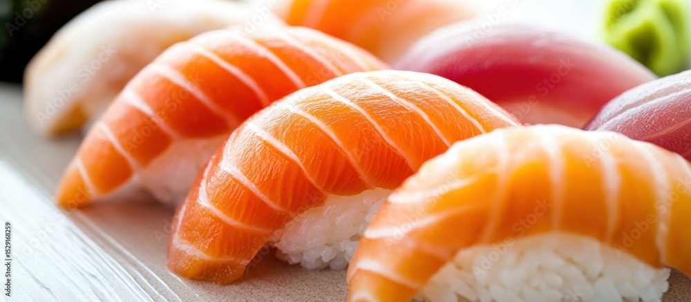 Fresh sushi assortment close-up Fresh sushi assortment close-up