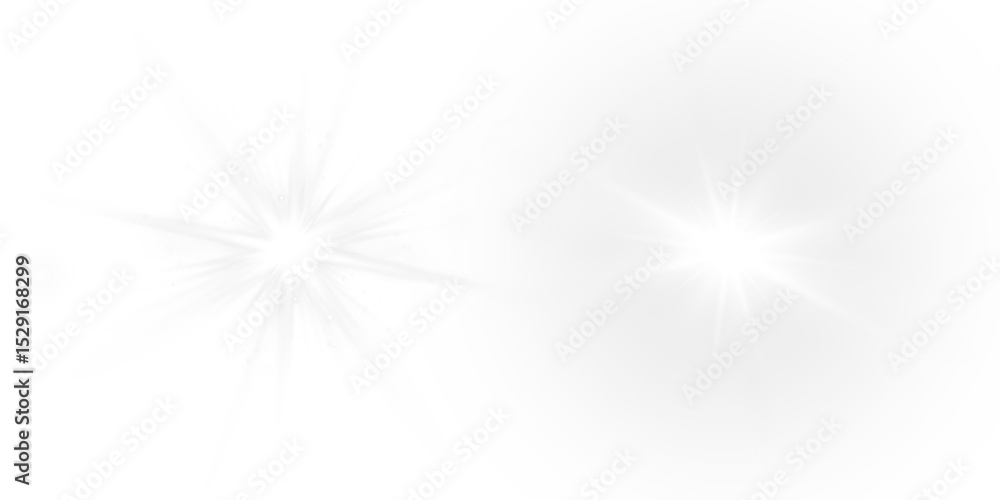 Naklejka premium Vector transparent sunlight with sun glare. Overlay, Sun rays and glare, Sun, sunrays, light transitions, lens flare, light leaks and glare in PNG format. PNG sunlight flare. Golden flash and glare.