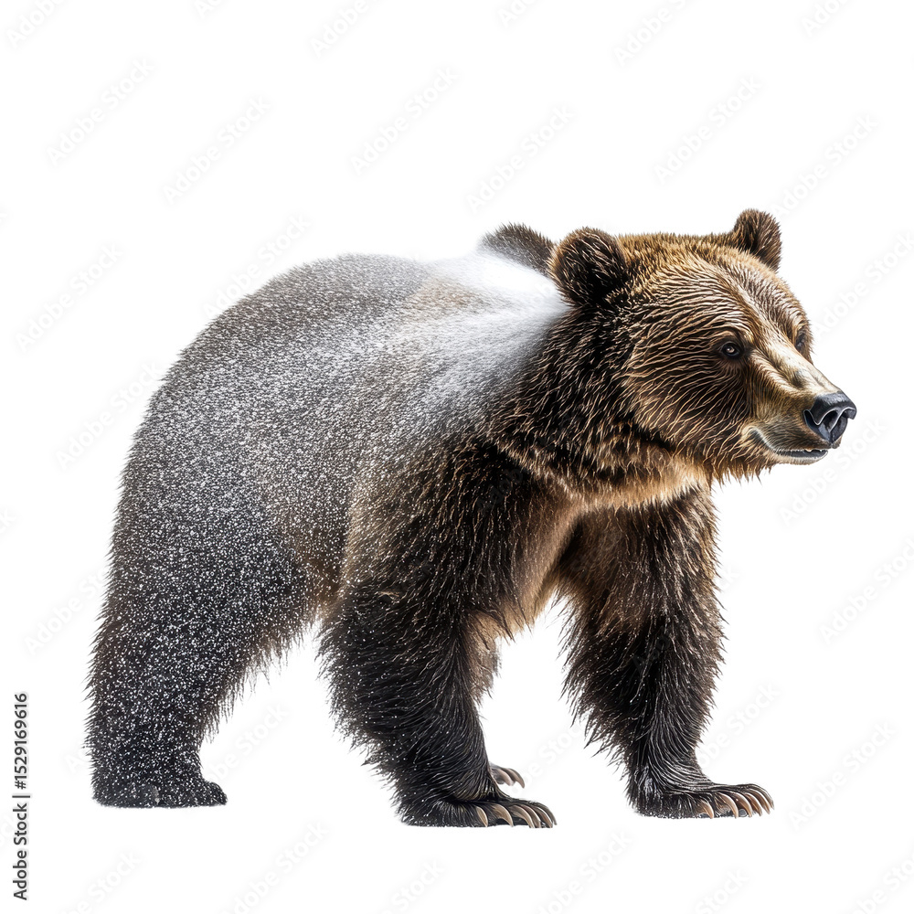 Obraz premium side view brown bear isolated on transparent background.