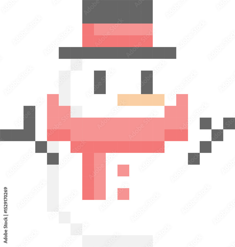 Obraz premium snowman 8bit pixel art, flat icon design png illustration