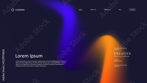 Abstract wave futuristic design of landing page. retro gradient mesh website design	