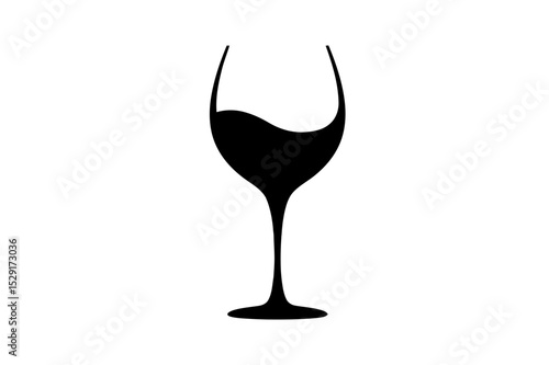 Elegant black wine glass silhouette vector graphic