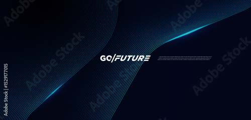 Minimal futuristic background with elegant curved signal lines and soft blue glow on a dark navy surface. Ideal for tech branding, UI design, digital concepts, and high-end sci-fi themed visuals.