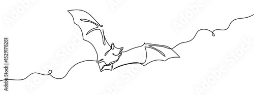 continuous line bat Vector art lines, transparent background, edit stroke