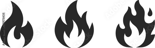 Dynamic Collection of Fire Flame Symbols: Various Blazing Designs Representing Heat, Energy, Danger, and Passion, Ideal Vector Illustrations for Safety and Caution Concepts