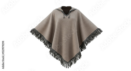 Foto Isolated Wool Poncho with Fringe
