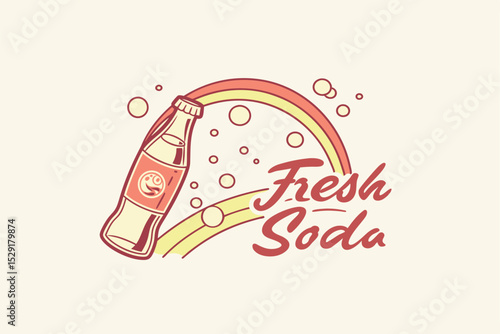 Creative pink soda bottle splash logo with handwritten typography, ideal for youth-focused drink product