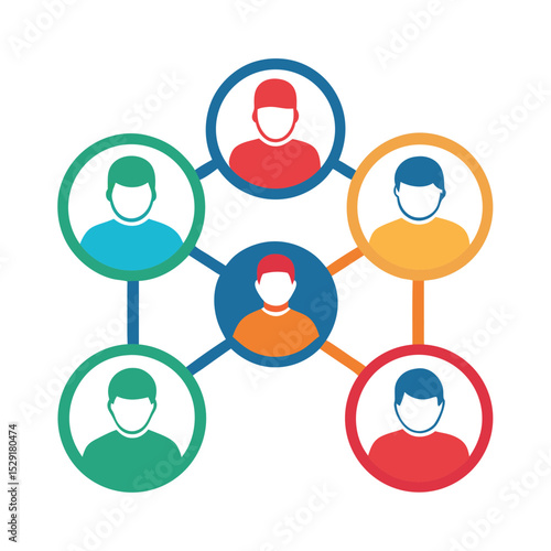 Four connected people network icon teamwork collaboration symbol isolated on white background