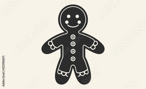 Gingerbread man silhouette, holiday cookie icon, festive dessert vector, Christmas treat graphic, set of gingerbread man vector icon, silhouette 