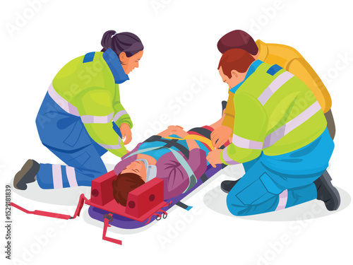 Ambulancemen Carrying Injured Person On Stretcher