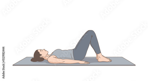 Woman Performing Pelvic Tilt Exercise on Yoga Mat