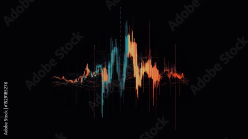 Analyzing stock market trends digital graphs data visualization dark theme high contrast financial insights