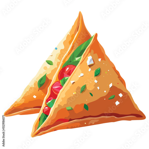 Caprese mozzarella cheese basil Samosa fusion indian fried snack