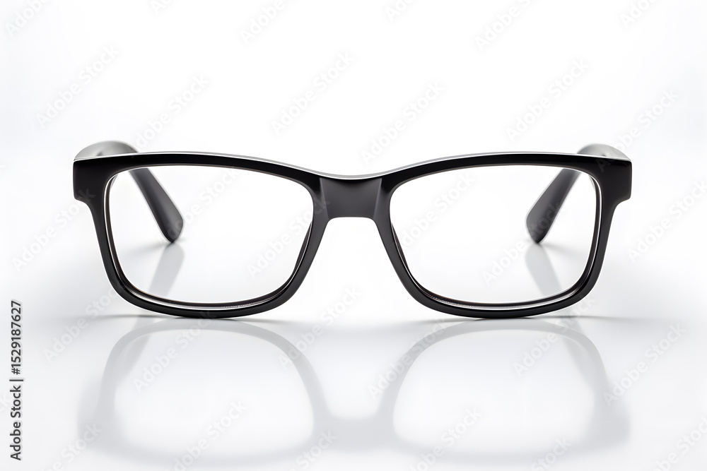 Fototapeta premium Black Frame Fashion Eyeglasses on White Backdrop