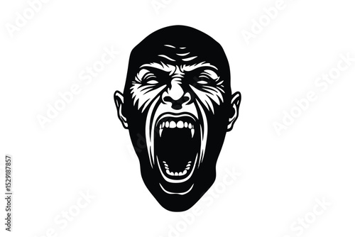 Screaming face with horror inspired look vector art illustration