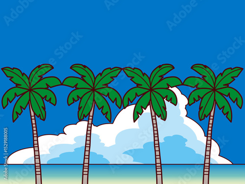 やしの木、海、雲B2L