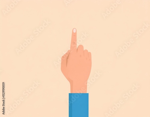 Hand Pointing Up On Light Background