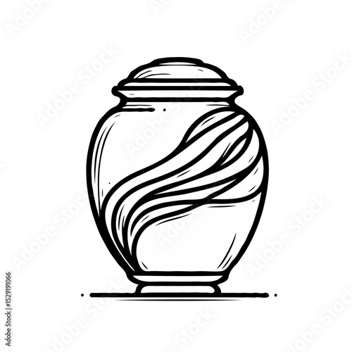 Funeral urn with ashes in a minimalist style  