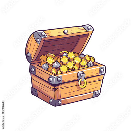 Unveiling the Hidden Riches: A treasure chest overflows with a bounty of gold coins and precious gems, symbolizing wealth, discovery, and the allure of the unknown.