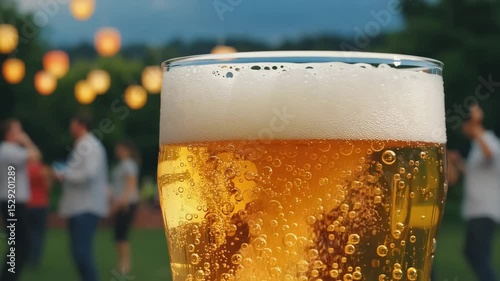 Wallpaper Mural Close-Up of Cold Glass of Beer with Frothy Head and Condensation, Summer Party Background Torontodigital.ca