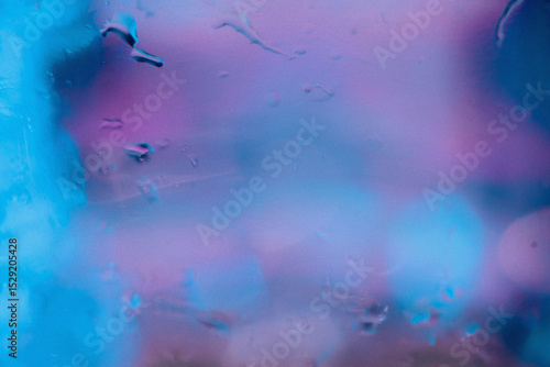 Quadro su tela Blue Neon Fog Abstract Grainy Texture with Rain Drops