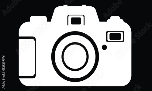 A vintage silhouette of a camera, black and white, high contrast, vector style 10 Black Background